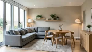 aranżacja salonu z jadalnią 30m2
