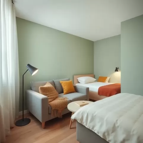 Mały salon z sypialnią