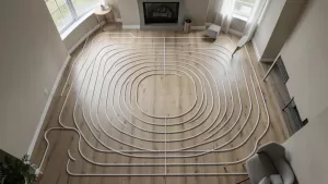 Salon 30 m2 ile pętli podłogówki