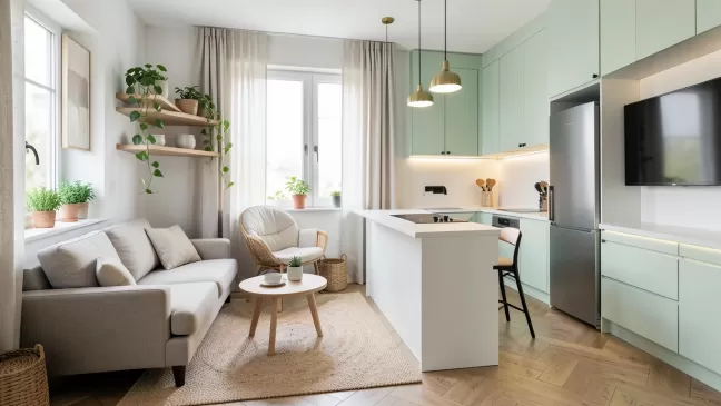 salon z aneksem kuchennym 25m2 aranżacje