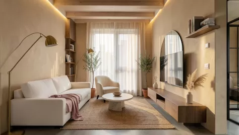 wąski salon w bloku